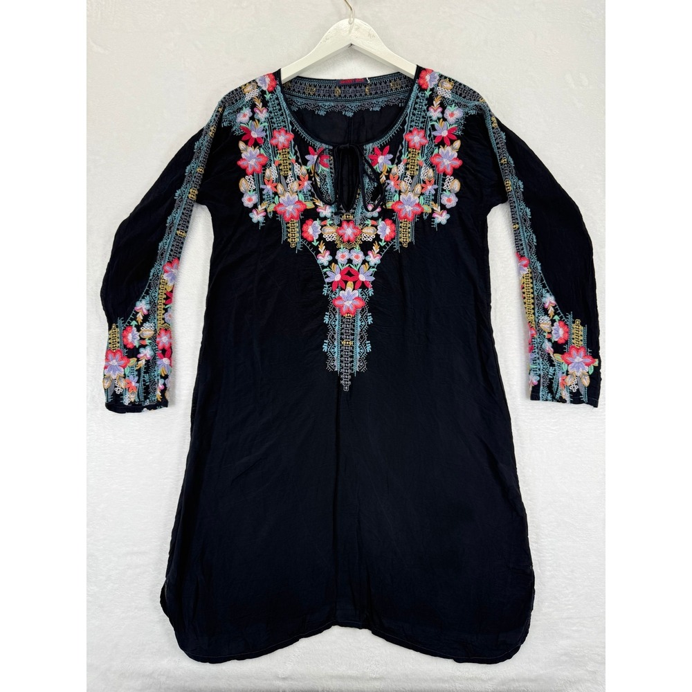 Johnny Was Tanyah‎ Embroidered Cupra Rayon Short Tunic Dress XS